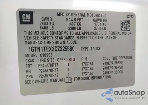 2012 GMC Sierra 1500 Work Truck from USA, damaged, VIN 1GTN1TEX2CZ225580